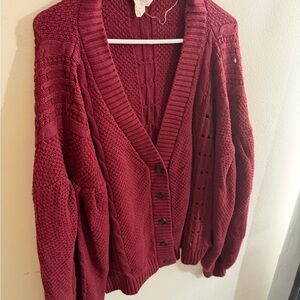 Evy's Tree Size 2x Burgundy Knit Cardigan